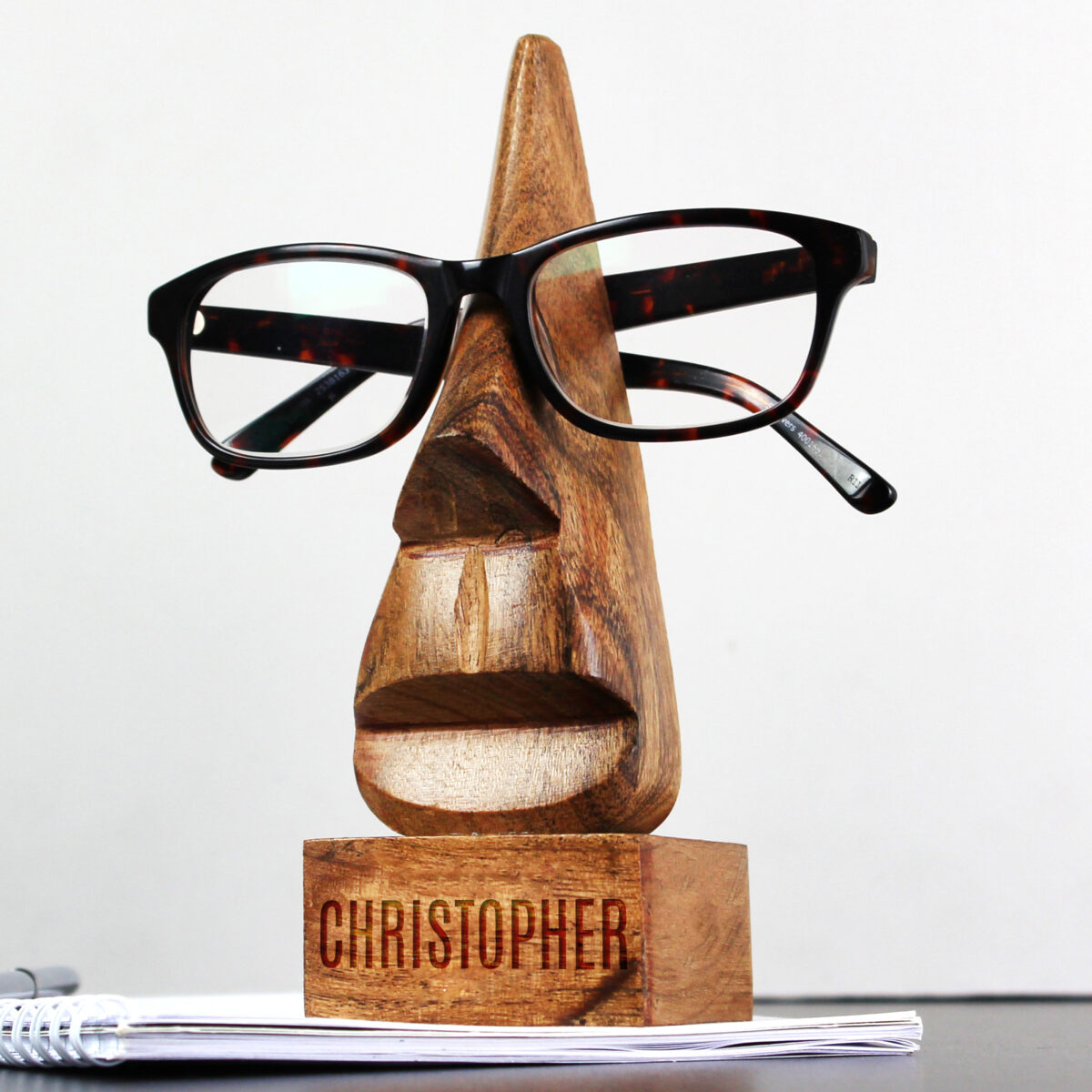 Personalised Name Only Wooden Nose-Shaped Glasses Holder - Image 4