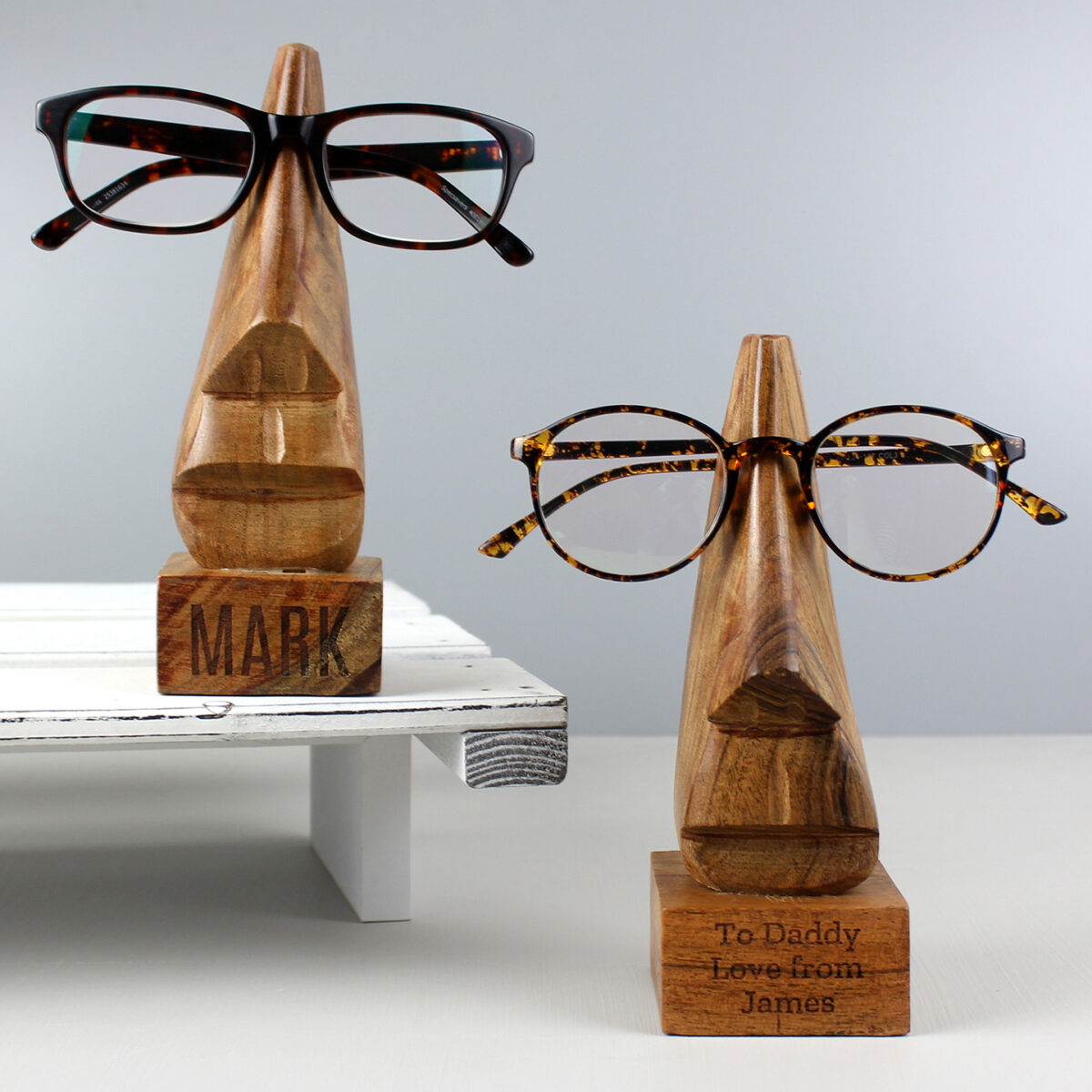 Personalised Name Only Wooden Nose-Shaped Glasses Holder - Image 6