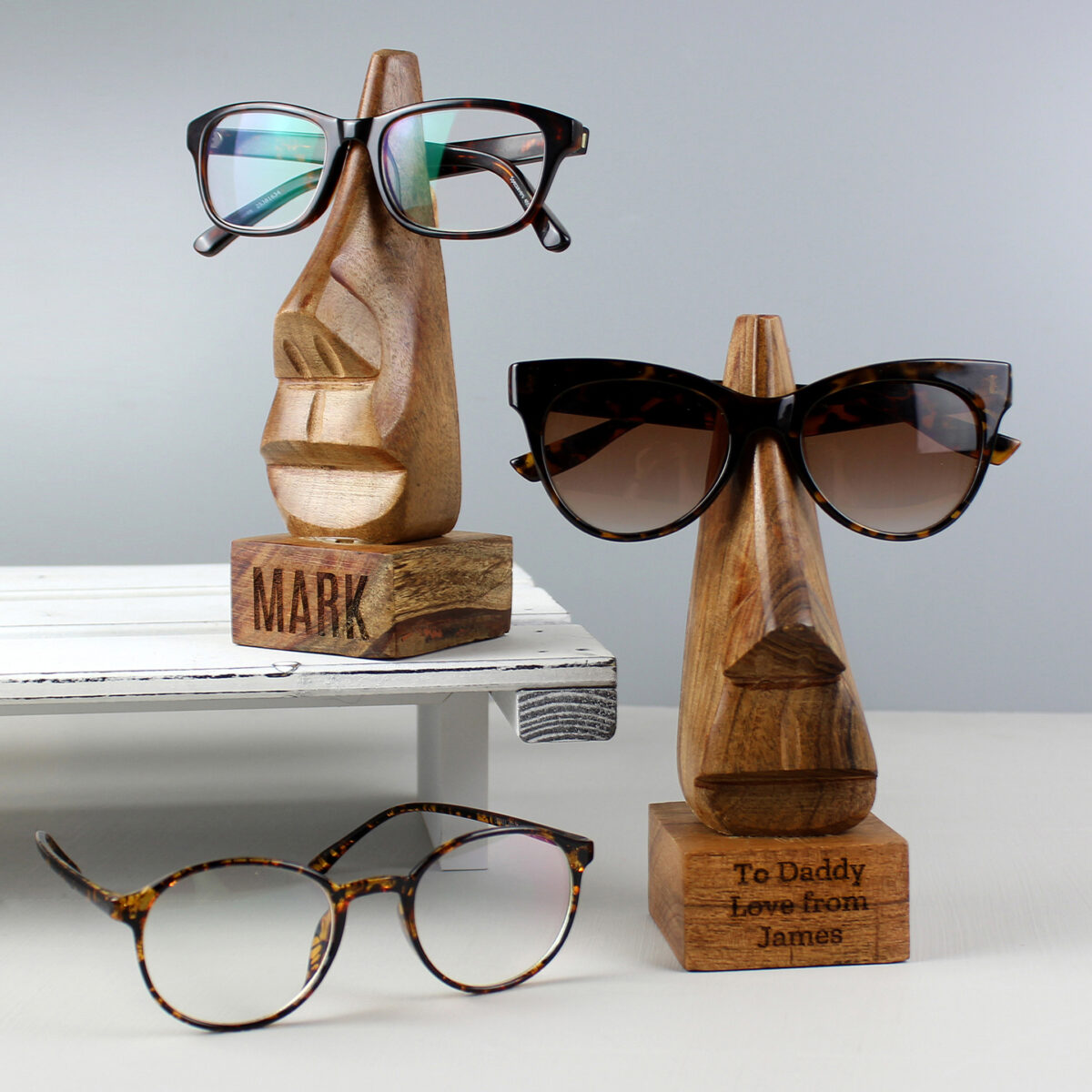 Personalised Name Only Wooden Nose-Shaped Glasses Holder - Image 7