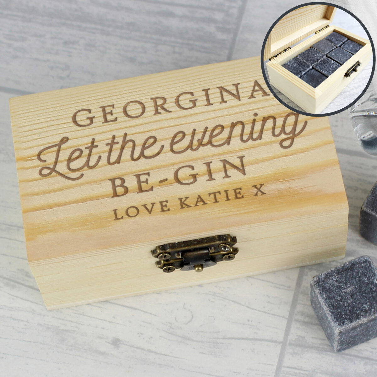 Personalised Let The Evening Be-Gin Cooling Stones - Image 5