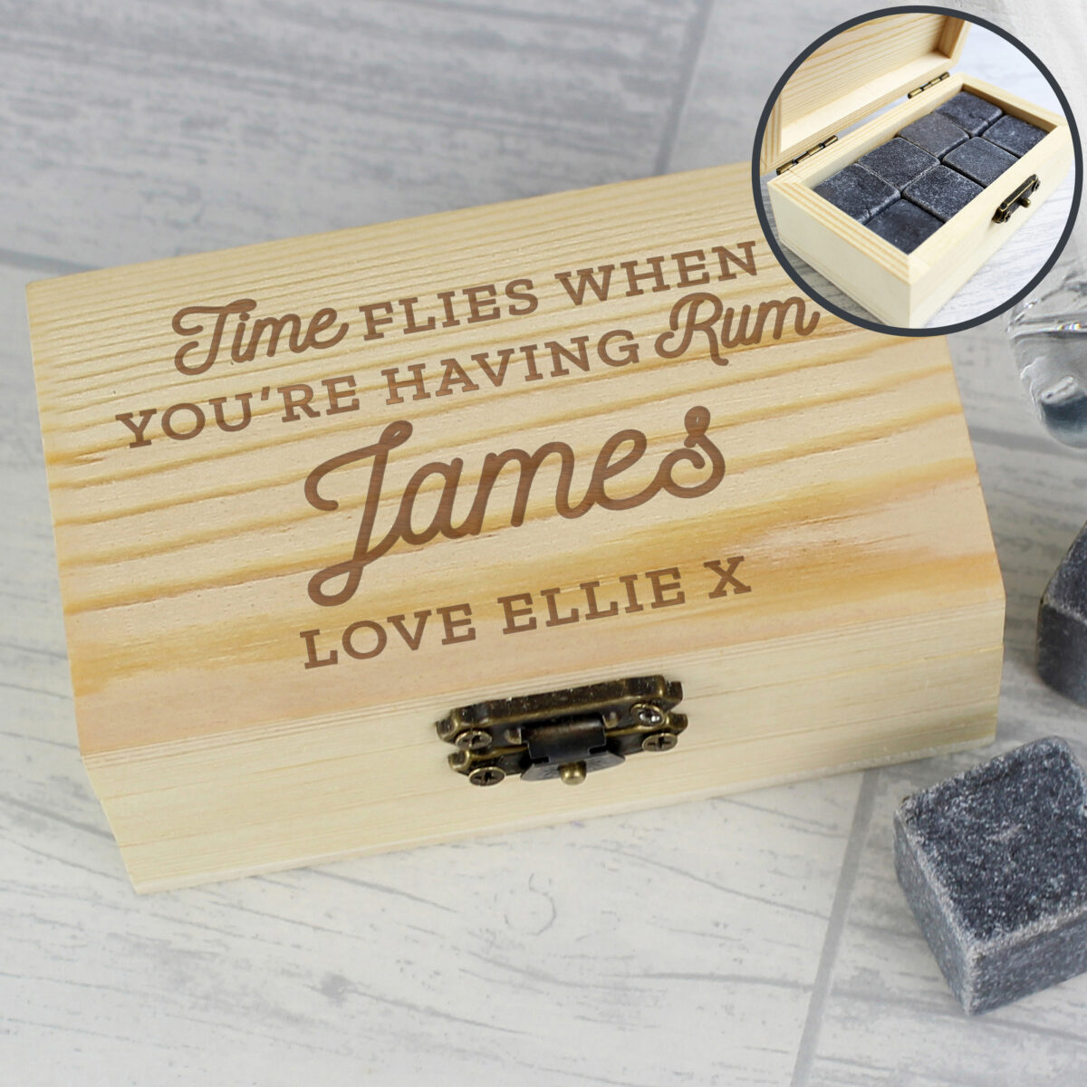 Personalised Time Flies When You're Having Rum Cooling Stones - Image 2
