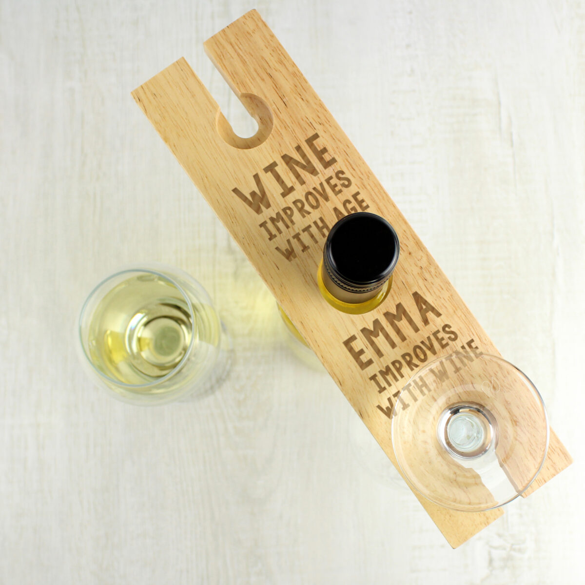 Personalised 'Improves With Wine' Wine Glass & Bottle Holder - Image 2