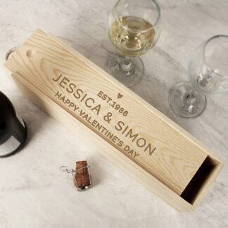 Personalised Love Heart Wooden Wine Bottle Box