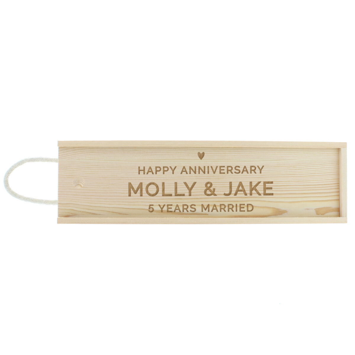 Personalised Love Heart Wooden Wine Bottle Box - Image 4