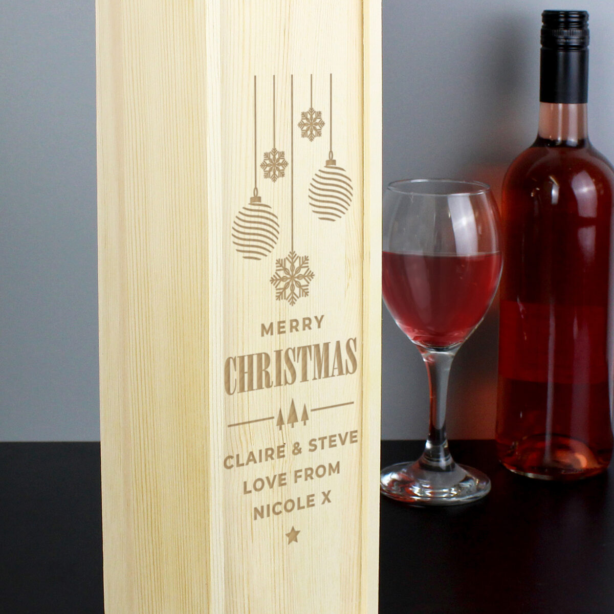 Personalised Christmas Wooden Wine Box - Image 3