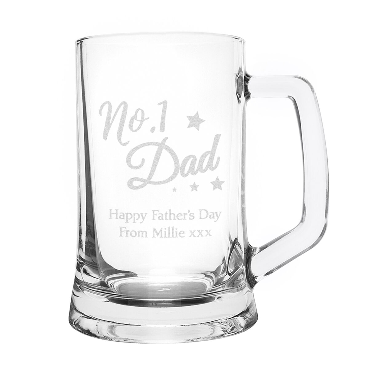 Personalised No.1 Dad Glass Pint Stern Tankard - Image 3