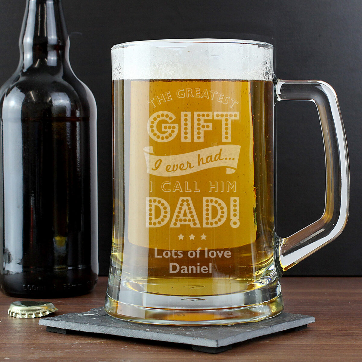 Personalised Greatest Dad Glass Pint Stern Tankard - Image 2