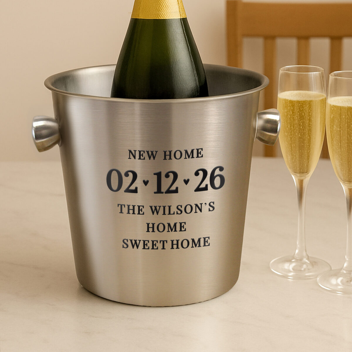 Personalised Big Date Stainless Steel Ice Bucket - Image 2