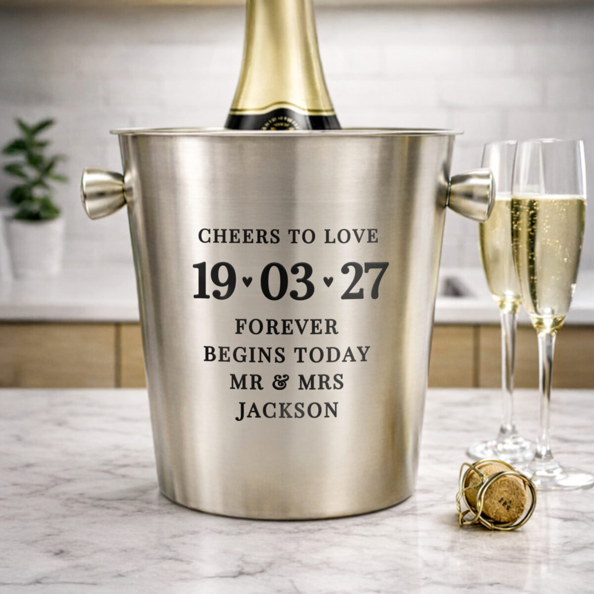 Personalised Big Date Stainless Steel Ice Bucket - Image 3
