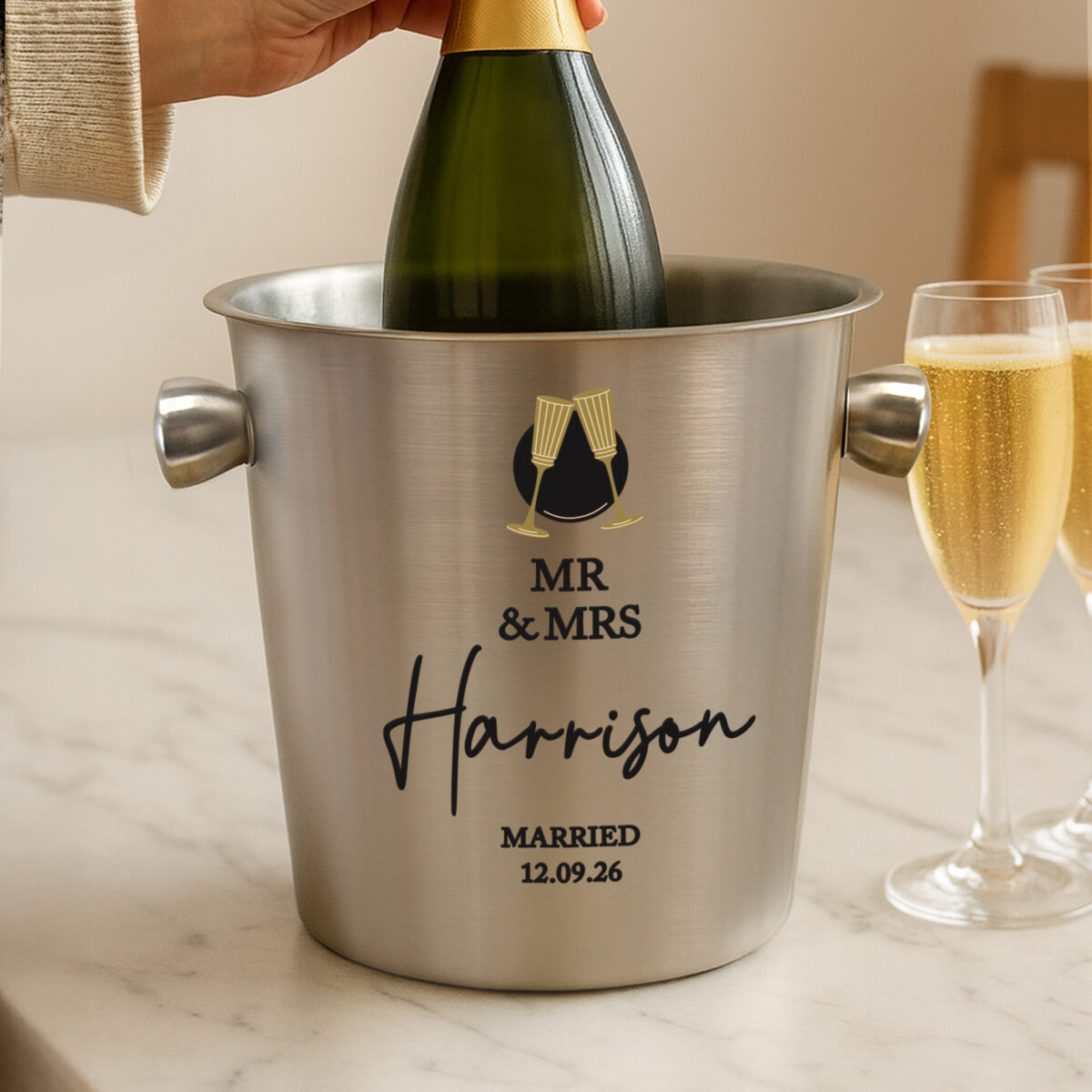 Personalised Flutes Stainless Steel Ice Bucket - Image 2