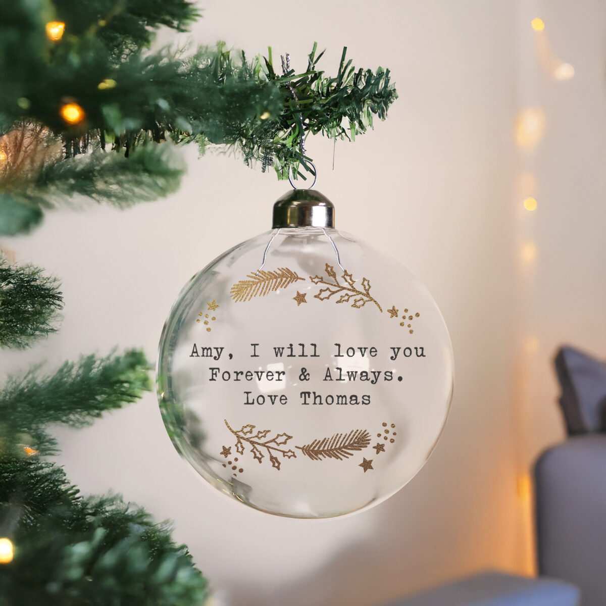 Personalised Gold Wreath Glass Bauble - Image 2