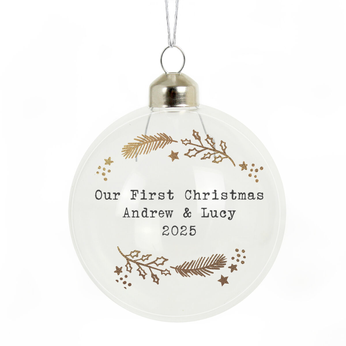Personalised Gold Wreath Glass Bauble - Image 3