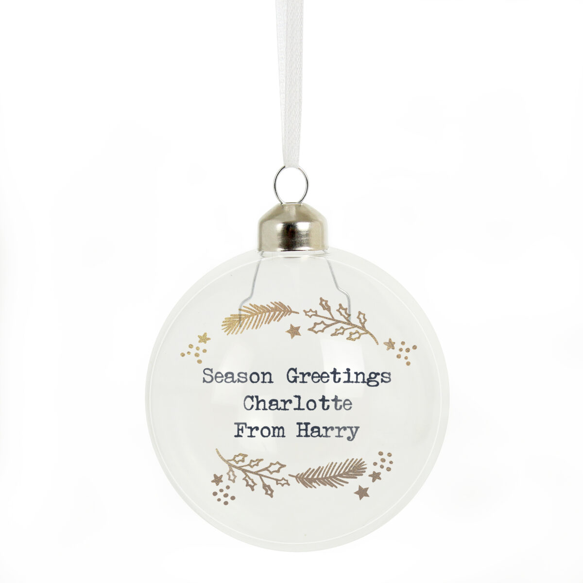 Personalised Gold Wreath Glass Bauble - Image 4