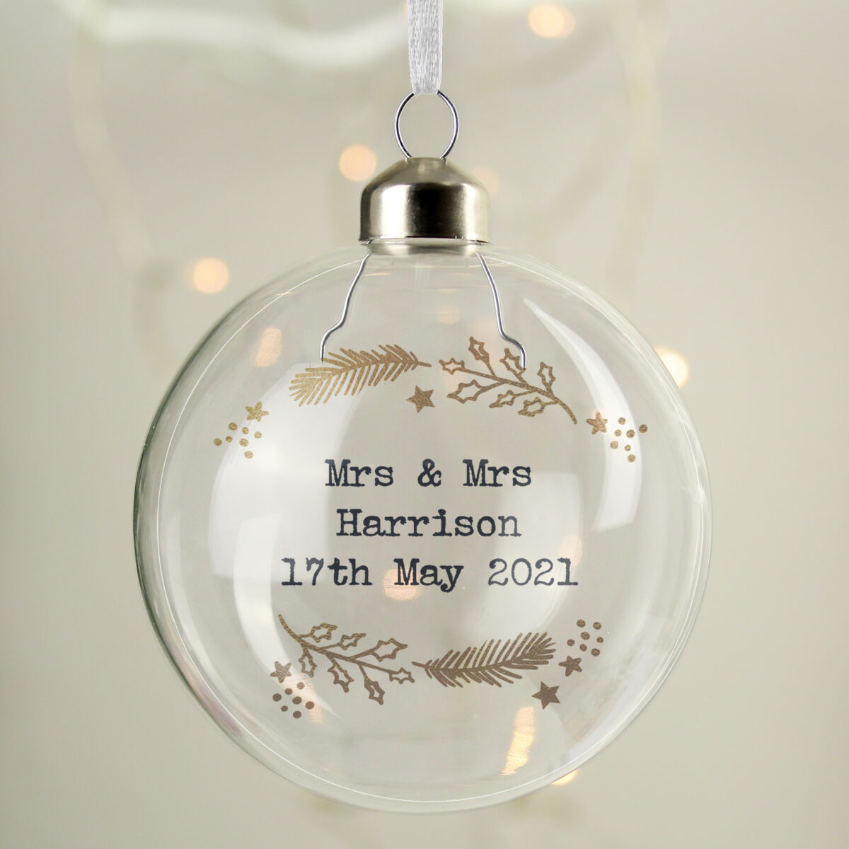 Personalised Gold Wreath Glass Bauble - Image 5