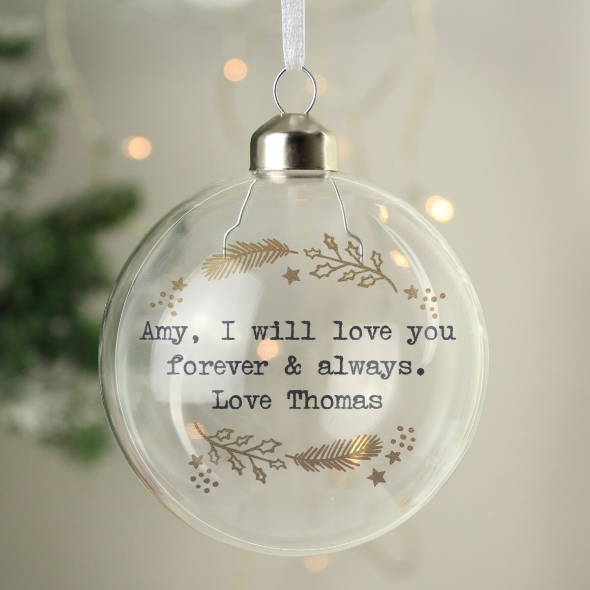 Personalised Gold Wreath Glass Bauble - Image 6