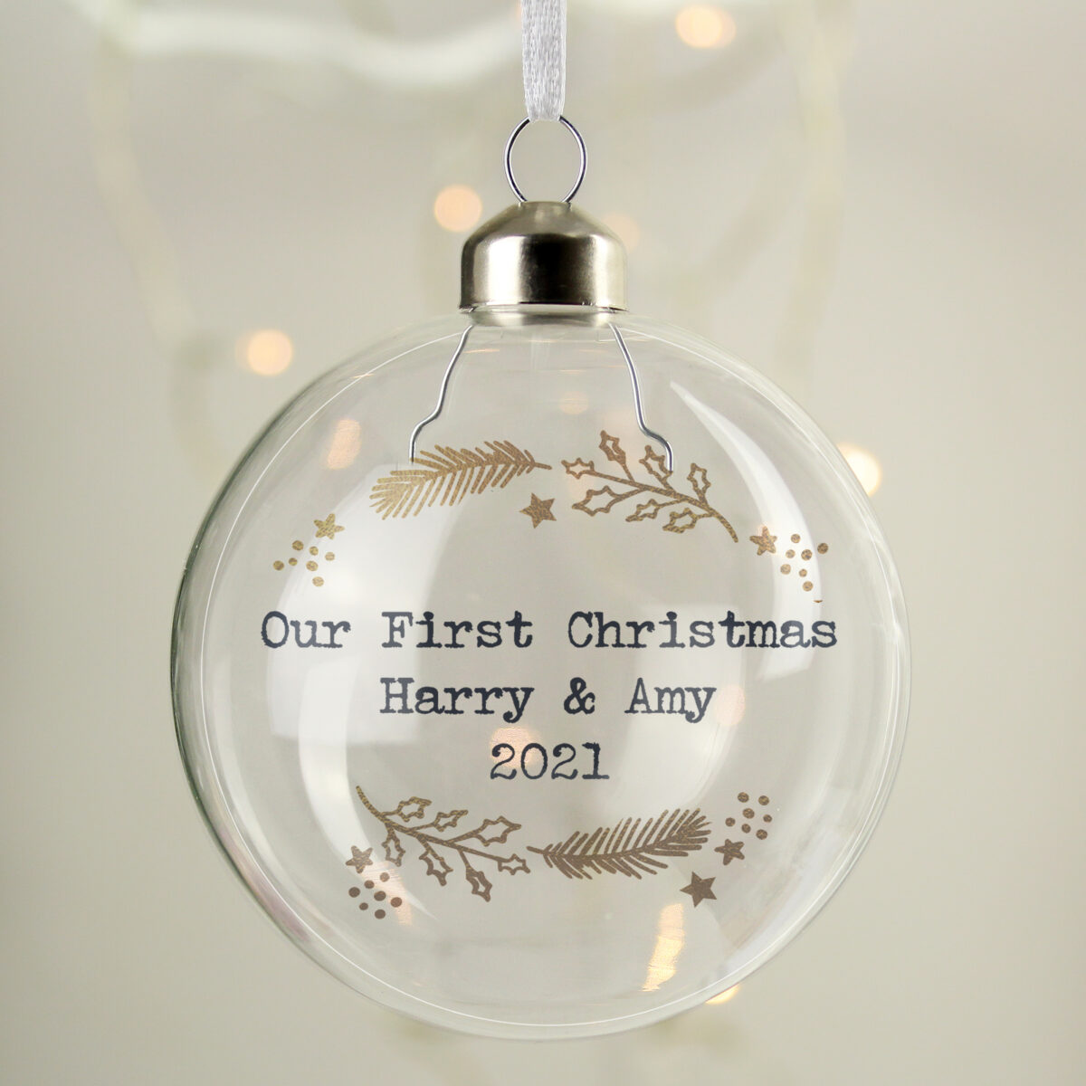 Personalised Gold Wreath Glass Bauble - Image 7