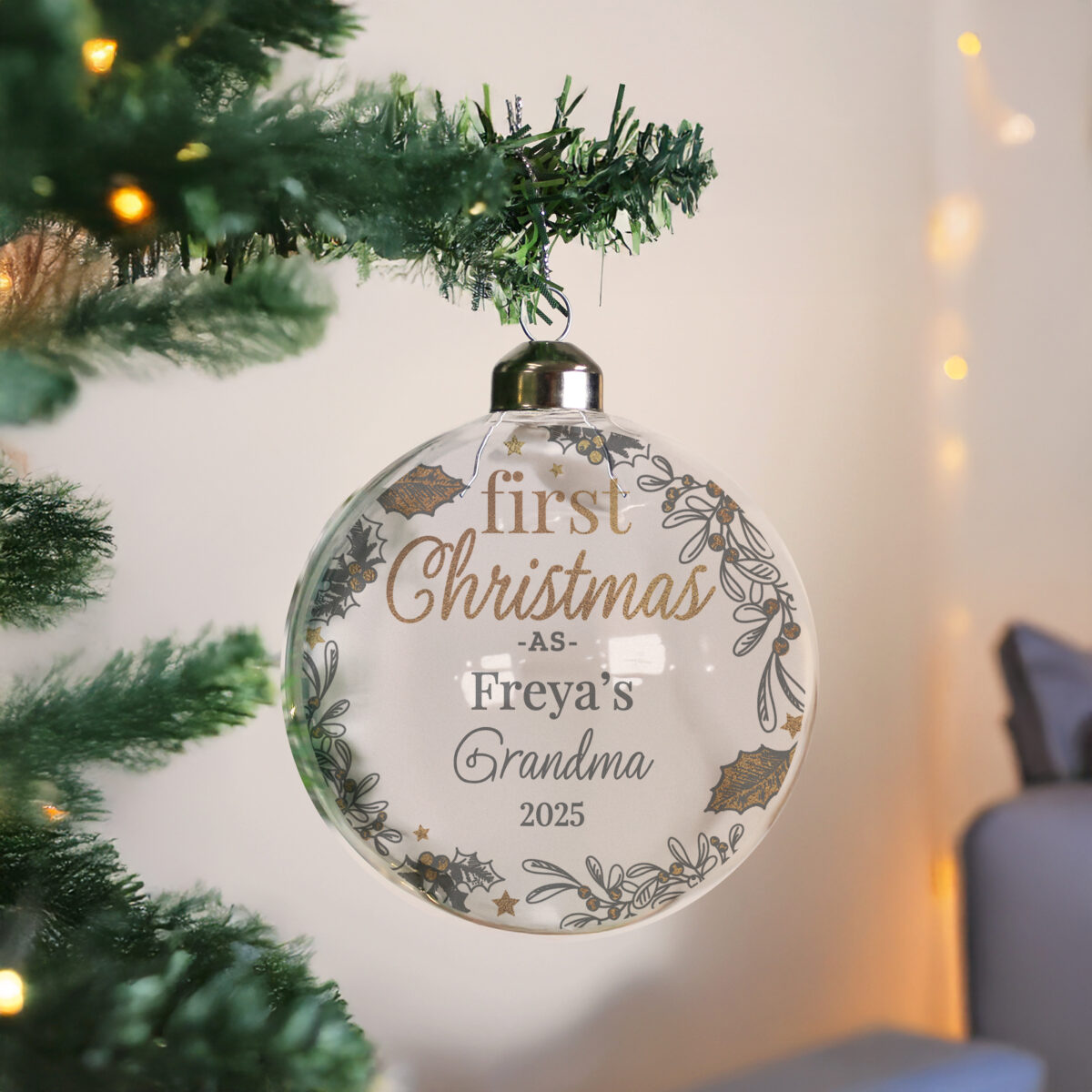 Personalised First Christmas As... Glass Bauble - Image 2