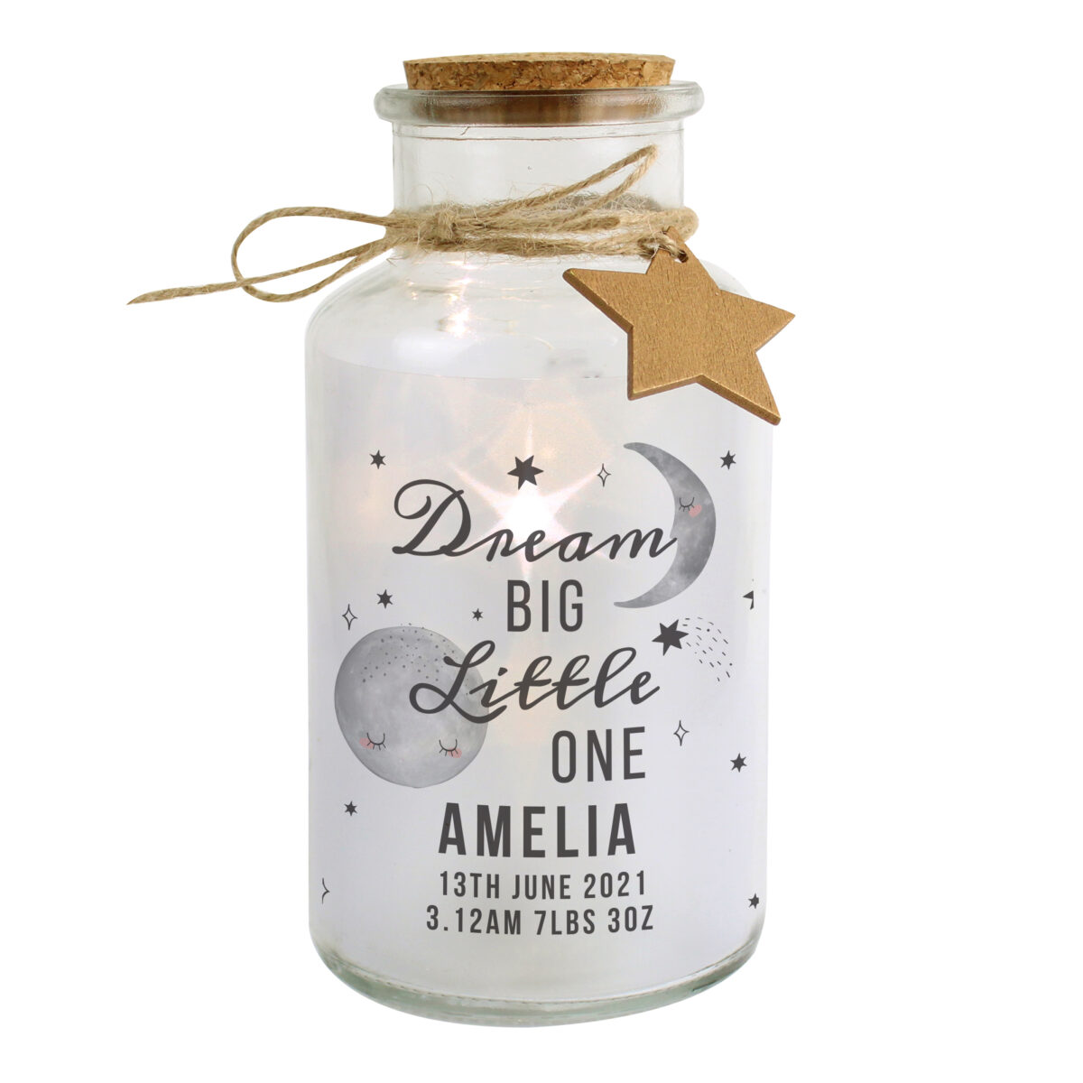 Personalised Dream Big LED Glass Jar - Image 2