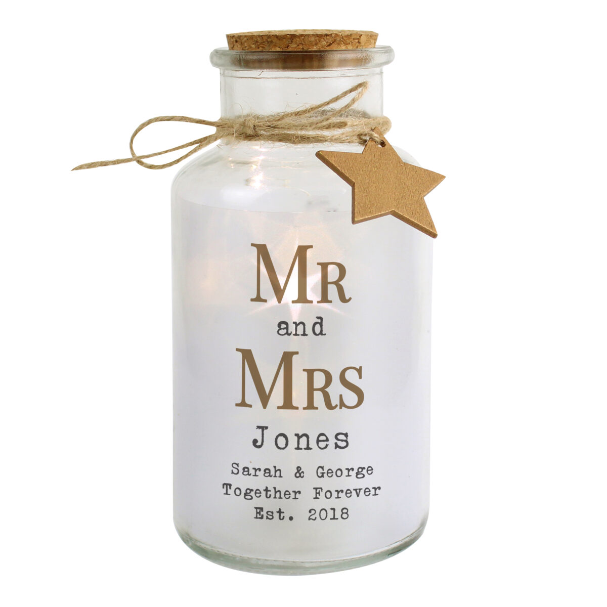 Personalised Mr & Mrs LED Glass Jar - Image 3