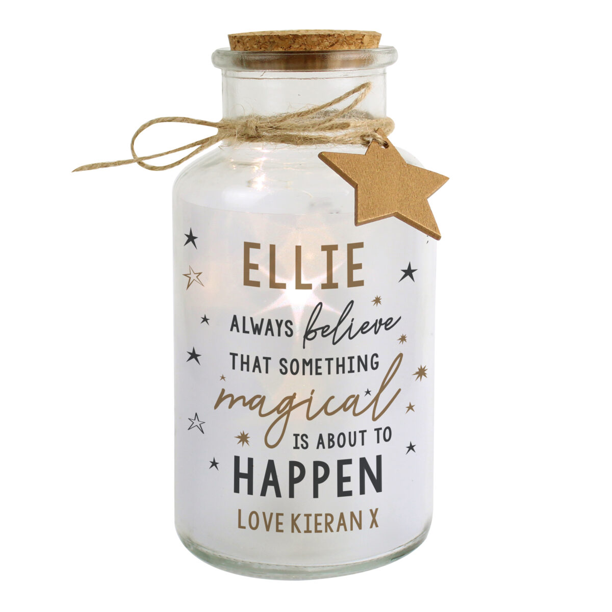 Personalised Magical Things Happen LED Glass Jar - Image 2
