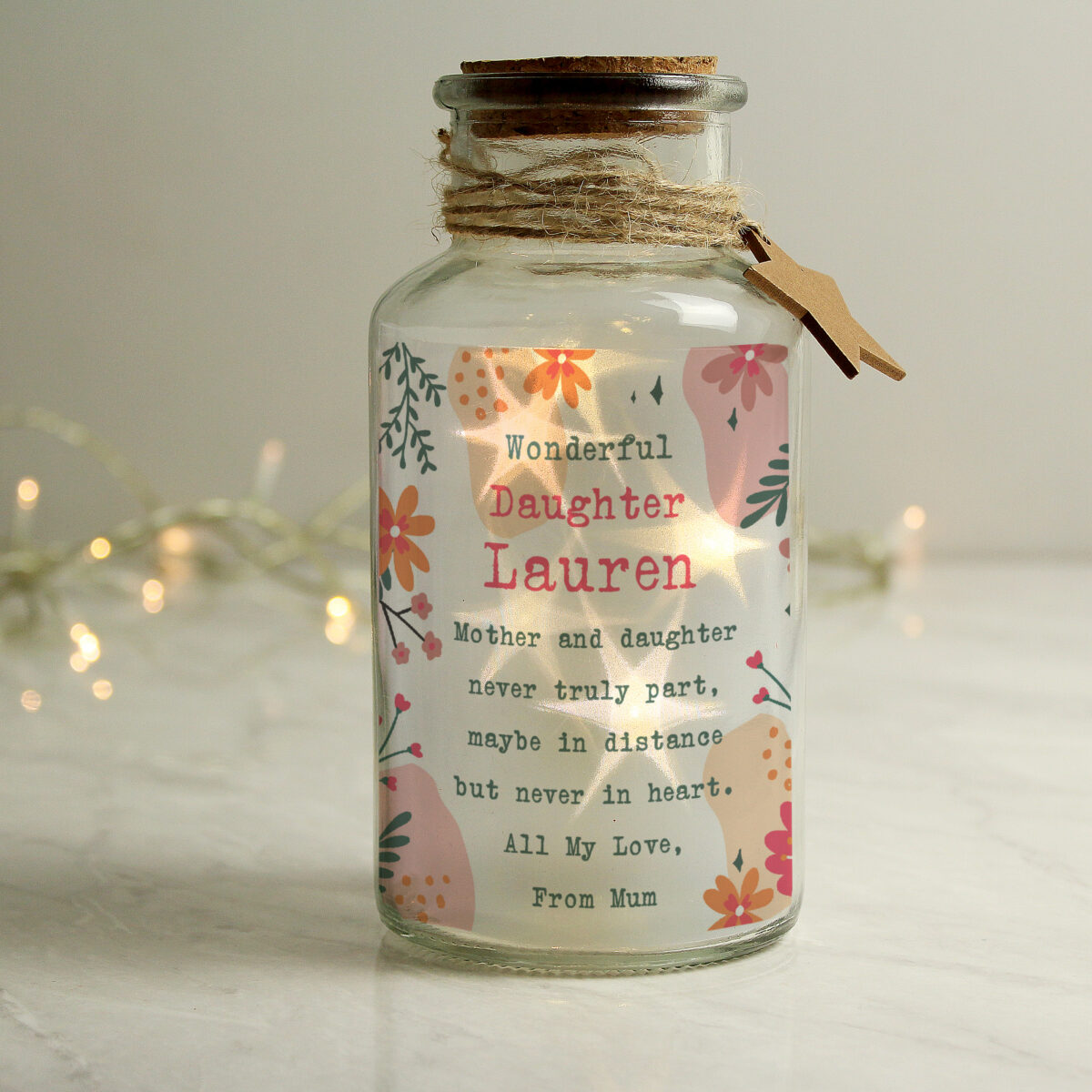 Personalised Floral LED Glass Jar - Image 2
