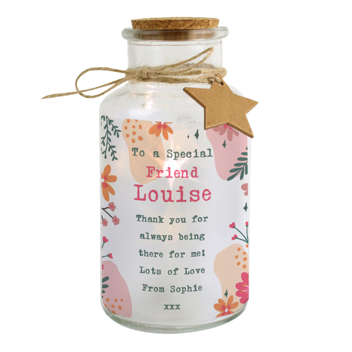 Personalised Floral LED Glass Jar - Image 4