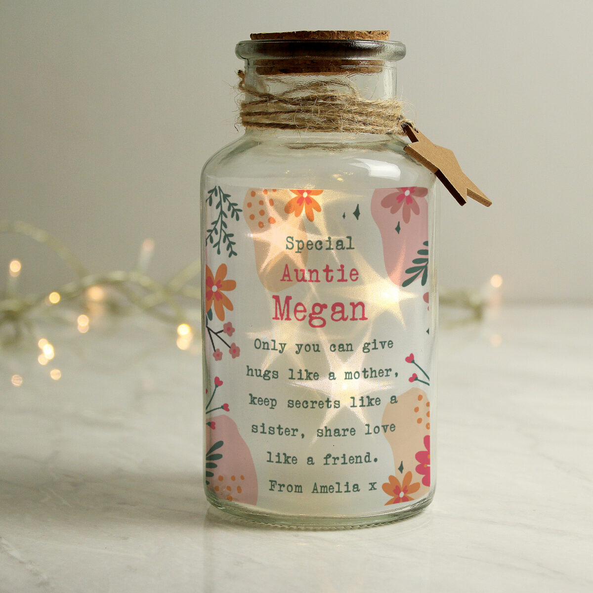 Personalised Floral LED Glass Jar - Image 5