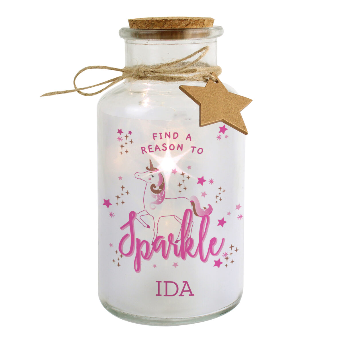 Personalised Unicorn LED Glass Jar - Image 2