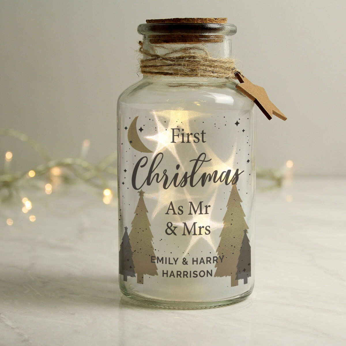 Personalised Christmas Tree LED Glass Jar - Image 2
