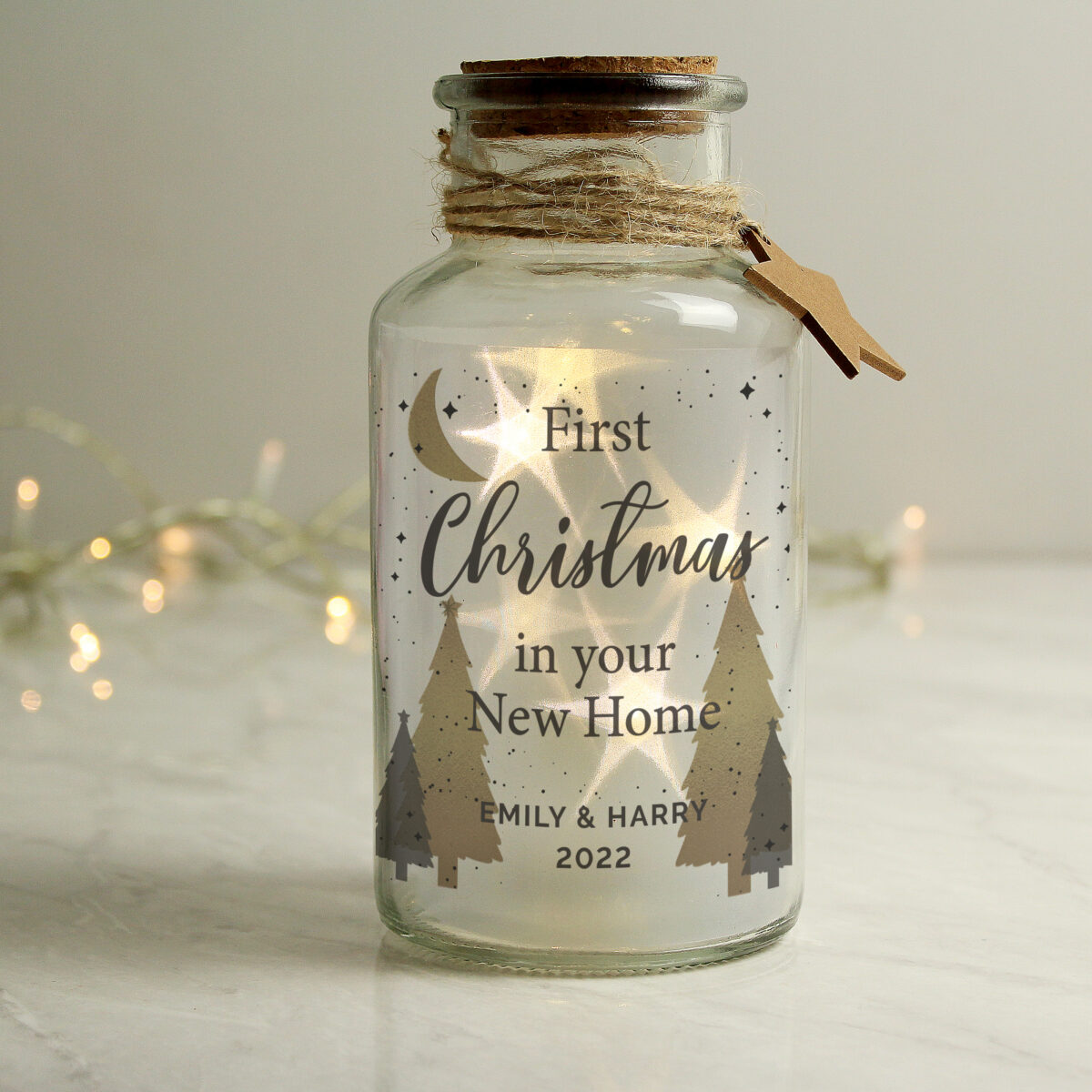 Personalised Christmas Tree LED Glass Jar - Image 3