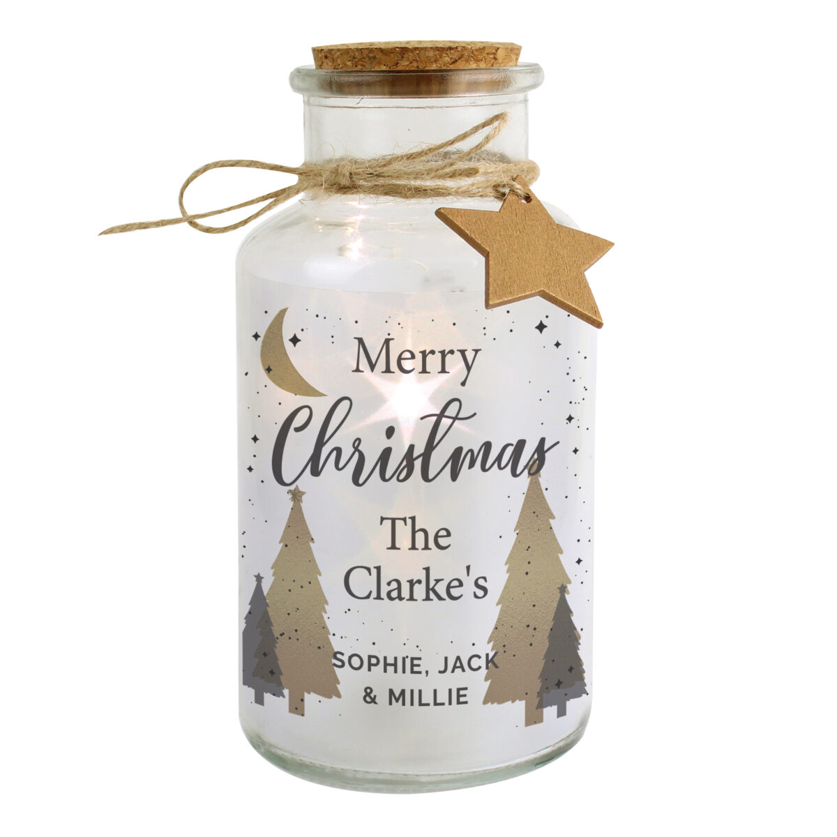 Personalised Christmas Tree LED Glass Jar - Image 4