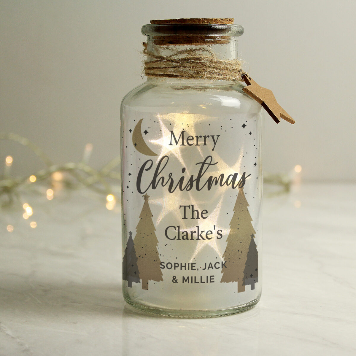 Personalised Christmas Tree LED Glass Jar - Image 5