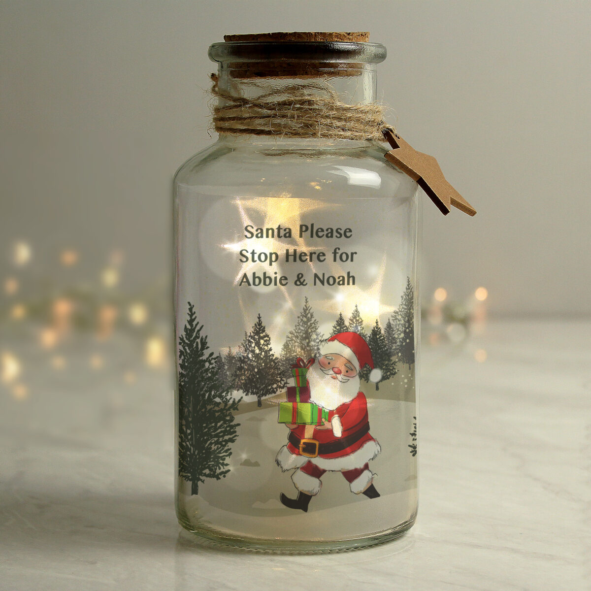 Personalised Santa LED Glass Jar - Image 2