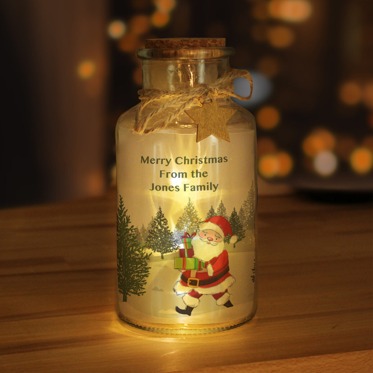 Personalised Santa LED Glass Jar - Image 3