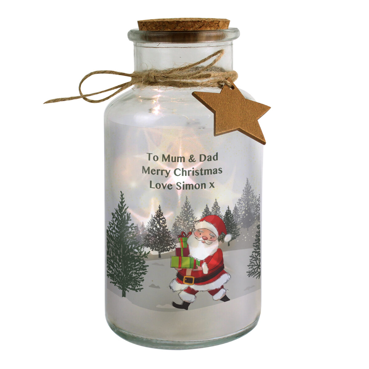 Personalised Santa LED Glass Jar - Image 4