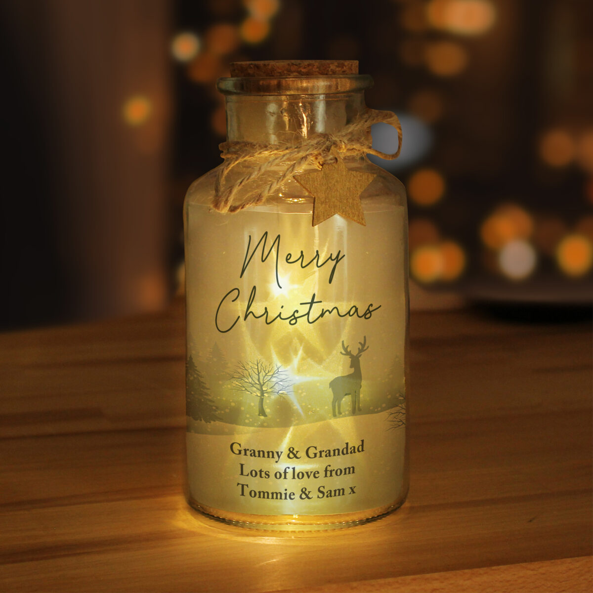 Personalised Merry Christmas LED Glass Jar - Image 3