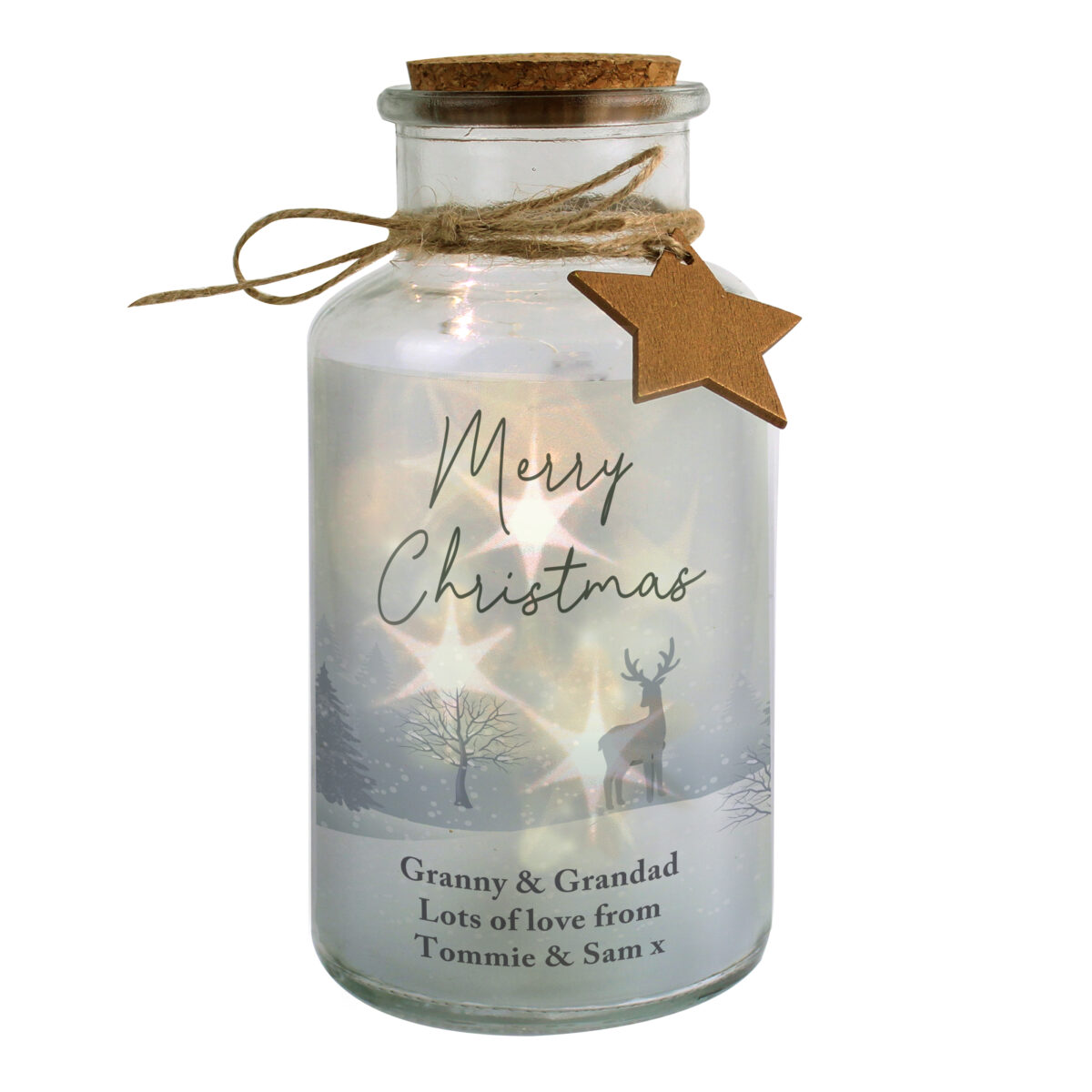 Personalised Merry Christmas LED Glass Jar - Image 4