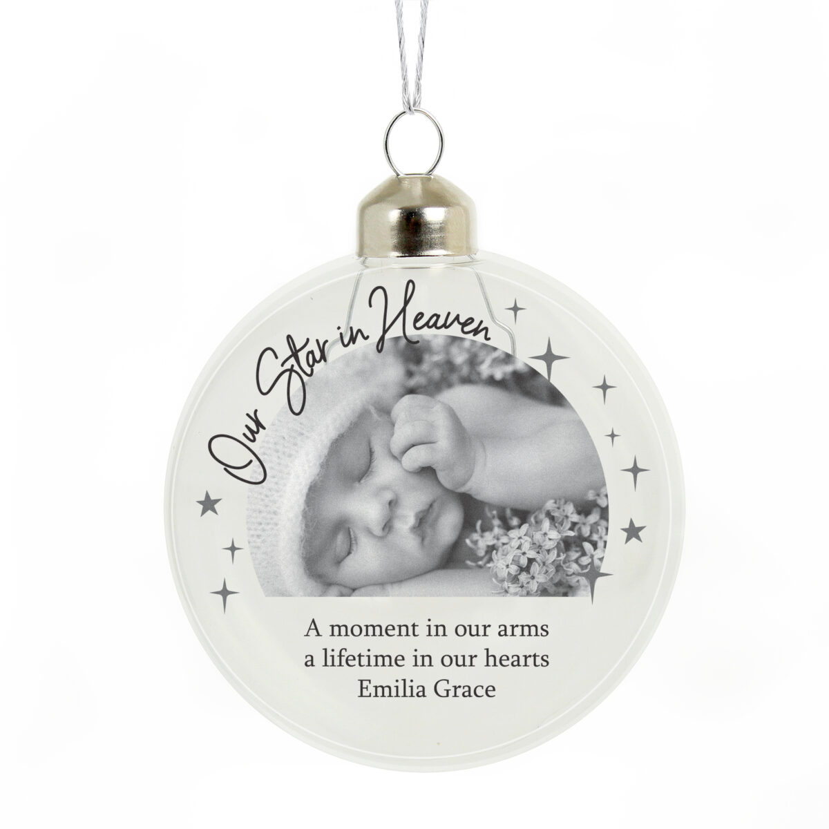 Personalised Photo Upload Memorial Glass Bauble - Image 3