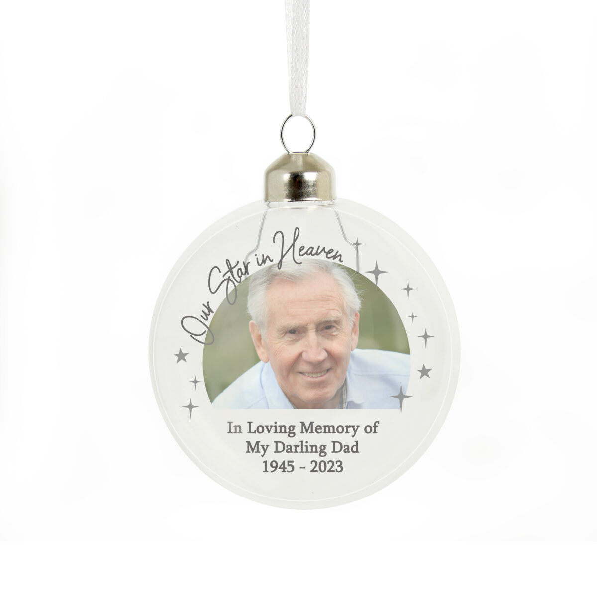 Personalised Photo Upload Memorial Glass Bauble - Image 4