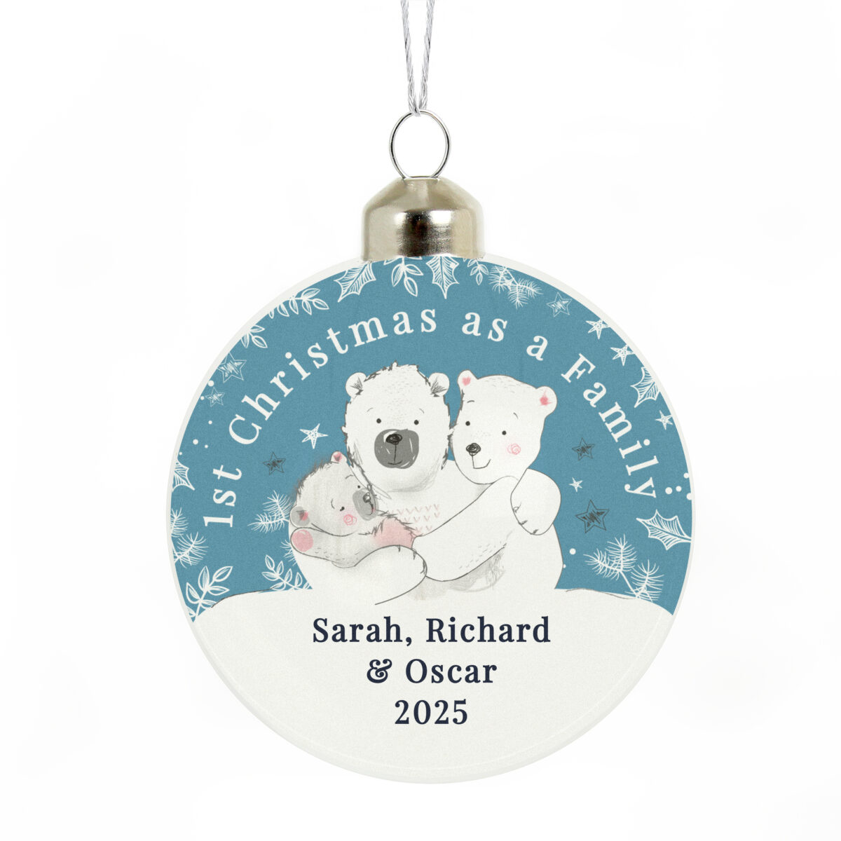 Personalised First Christmas as a Family Glass Bauble - Image 3
