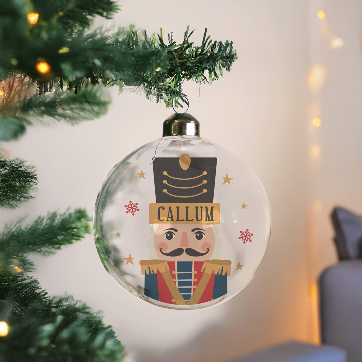 Personalised Nutcracker Christmas Glass Bauble - Image 2