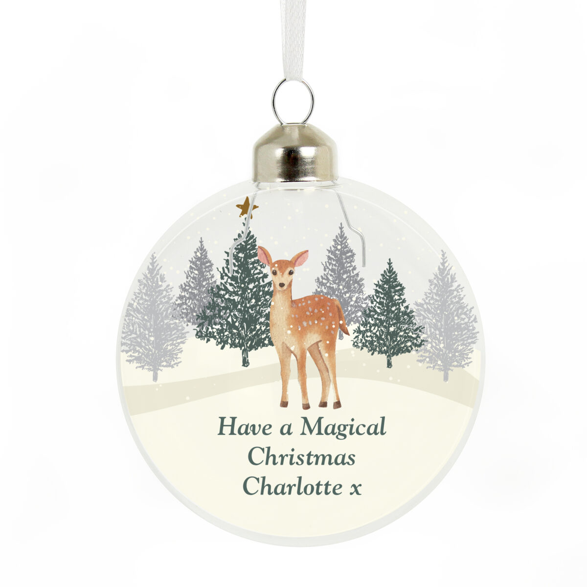 Personalised Christmas Deer Glass Bauble - Image 3