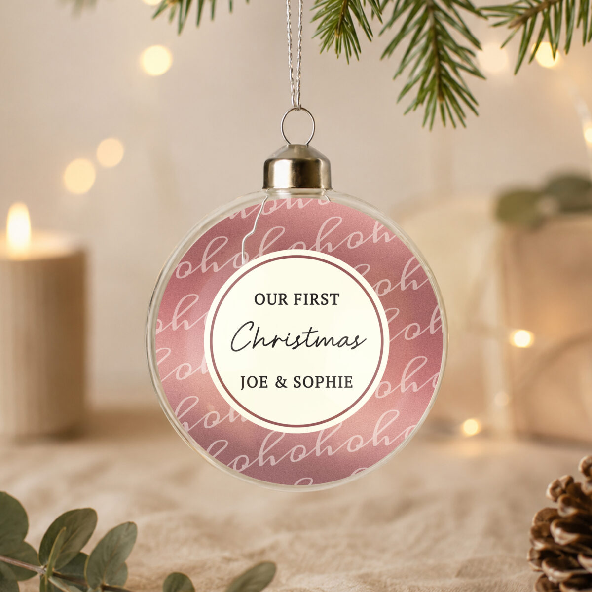 Personalised Ho Ho Ho Glass Bauble - Image 2