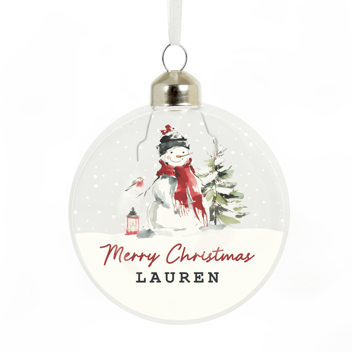 Personalised Traditional Snowman Glass Bauble - Image 3