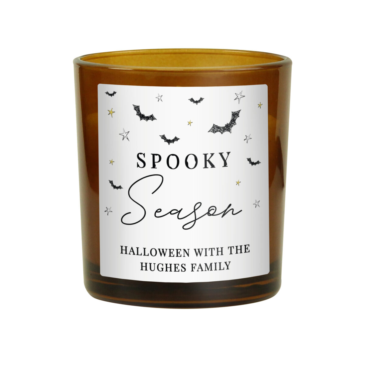 Personalised Spooky Amber Glass Candle - Image 4
