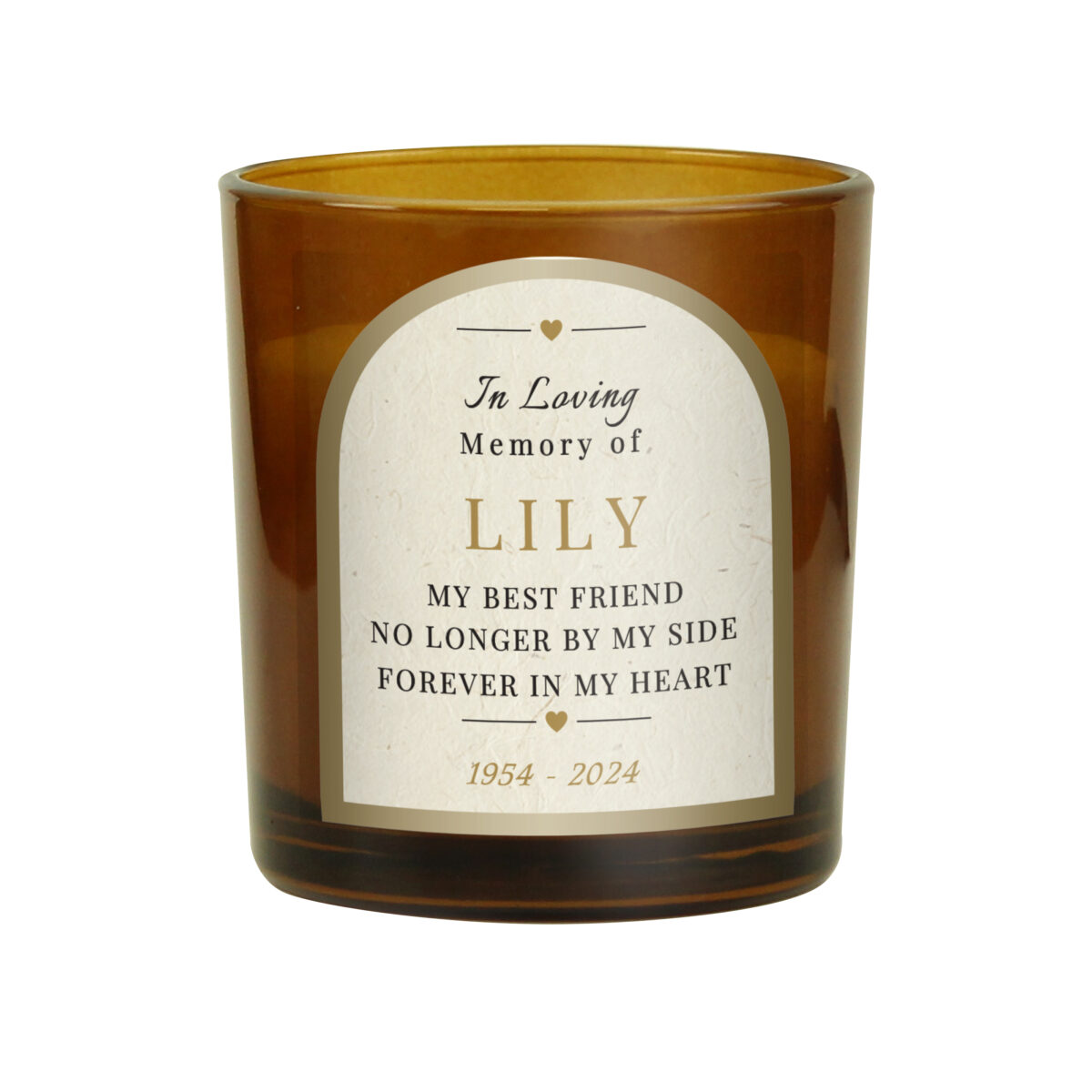 Personalised In Loving Memory Amber Glass Candle - Image 4