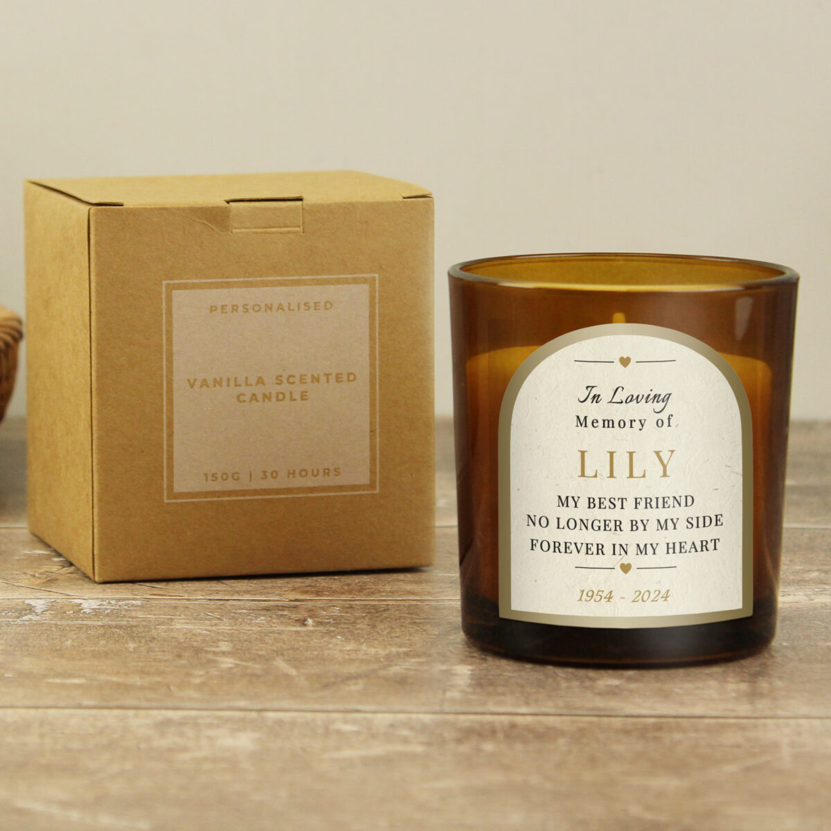 Personalised In Loving Memory Amber Glass Candle - Image 5