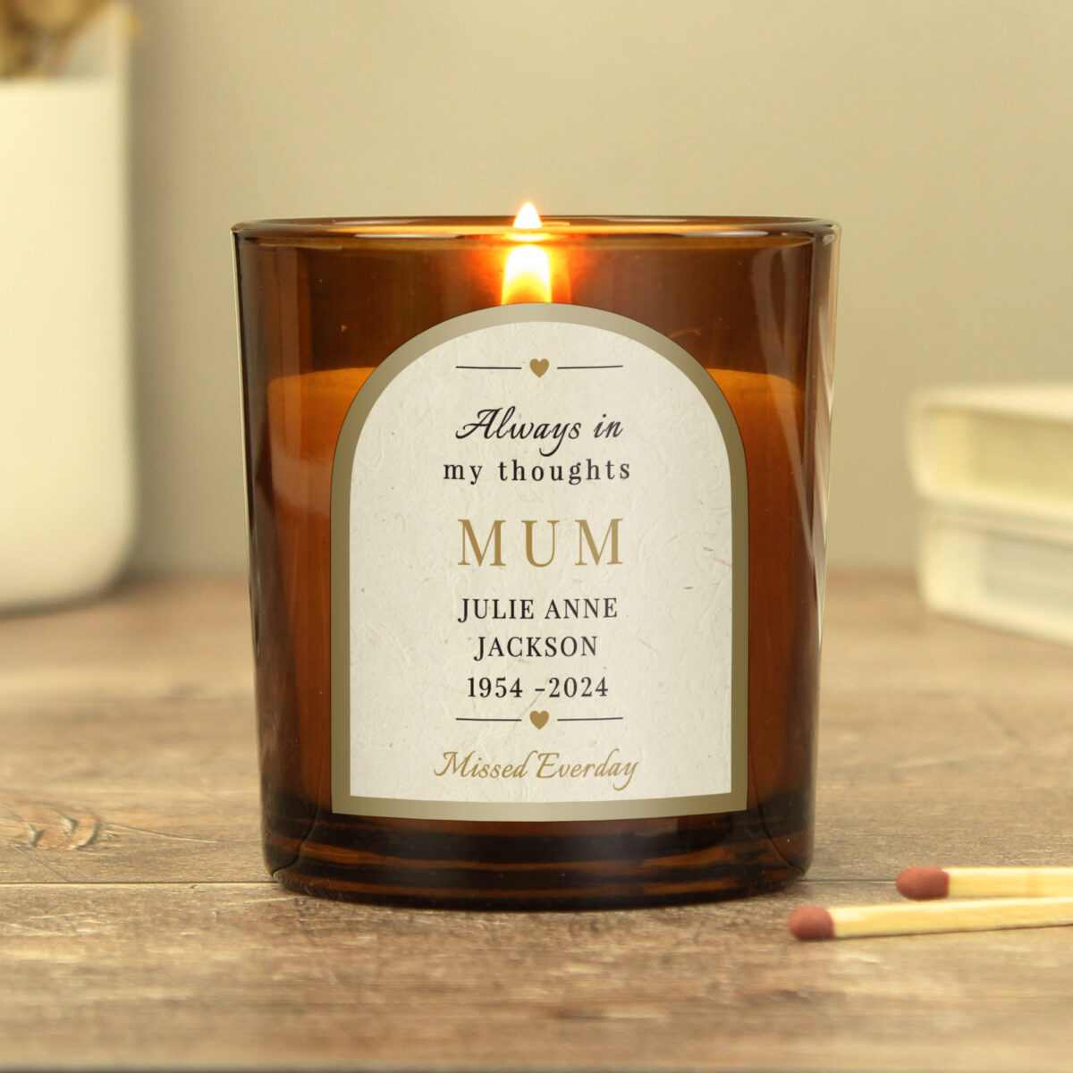 Personalised In Loving Memory Amber Glass Candle - Image 6