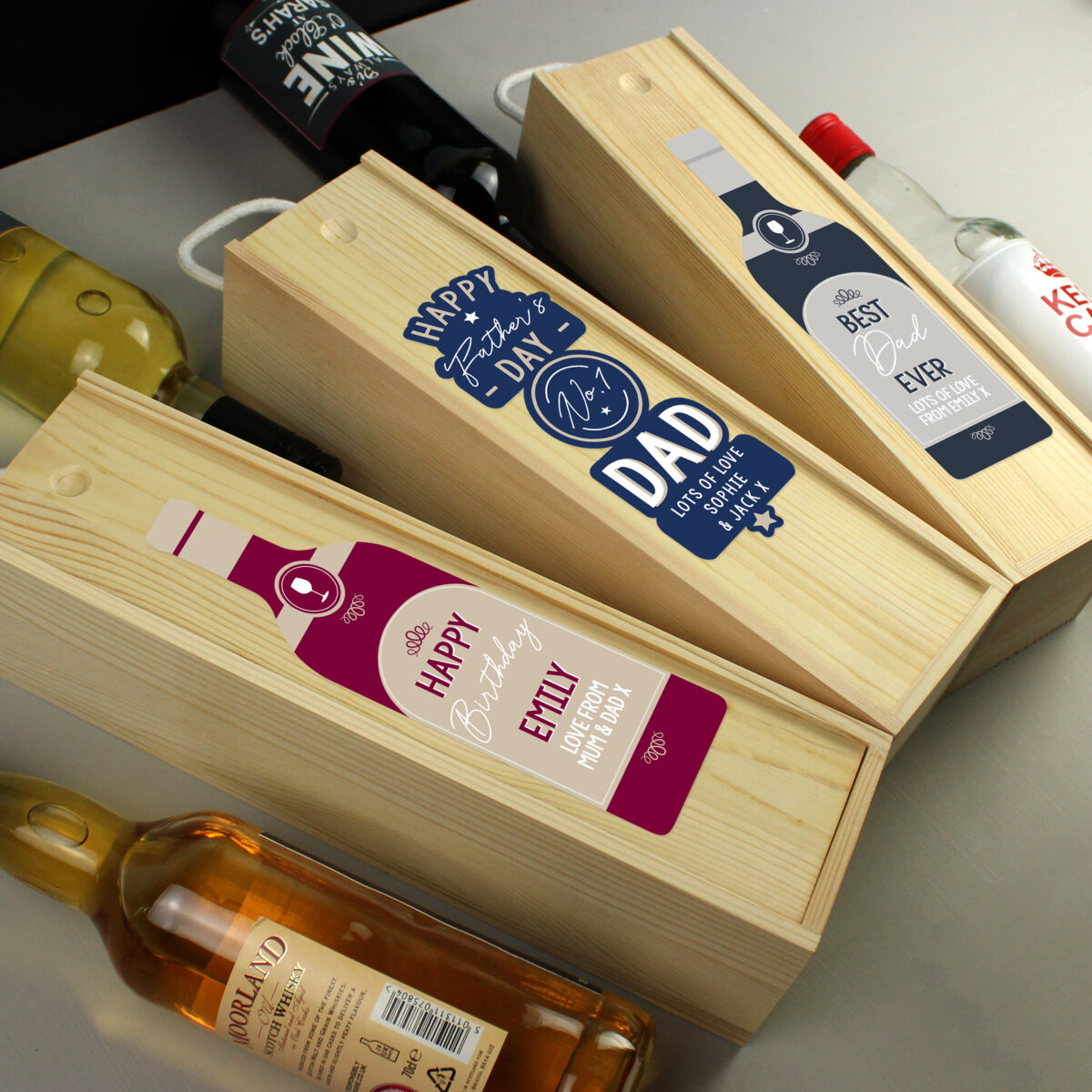 Personalised Free Text Red Wooden Wine Bottle Box - Image 6