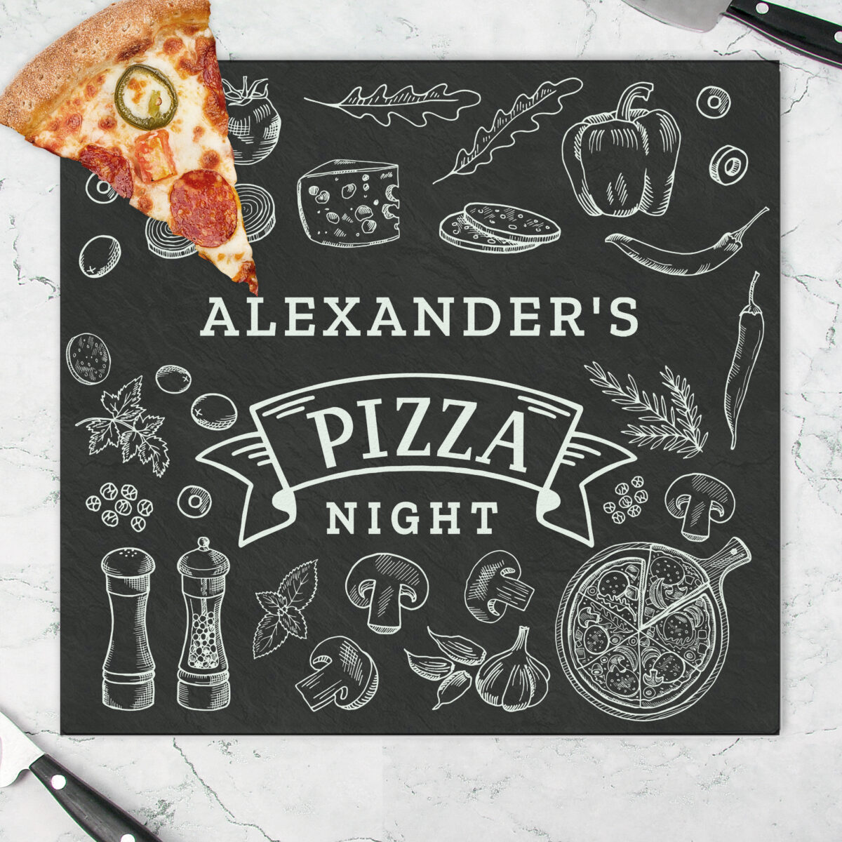 Personalised Pizza Glass Chopping Board/Worktop Saver - Image 2